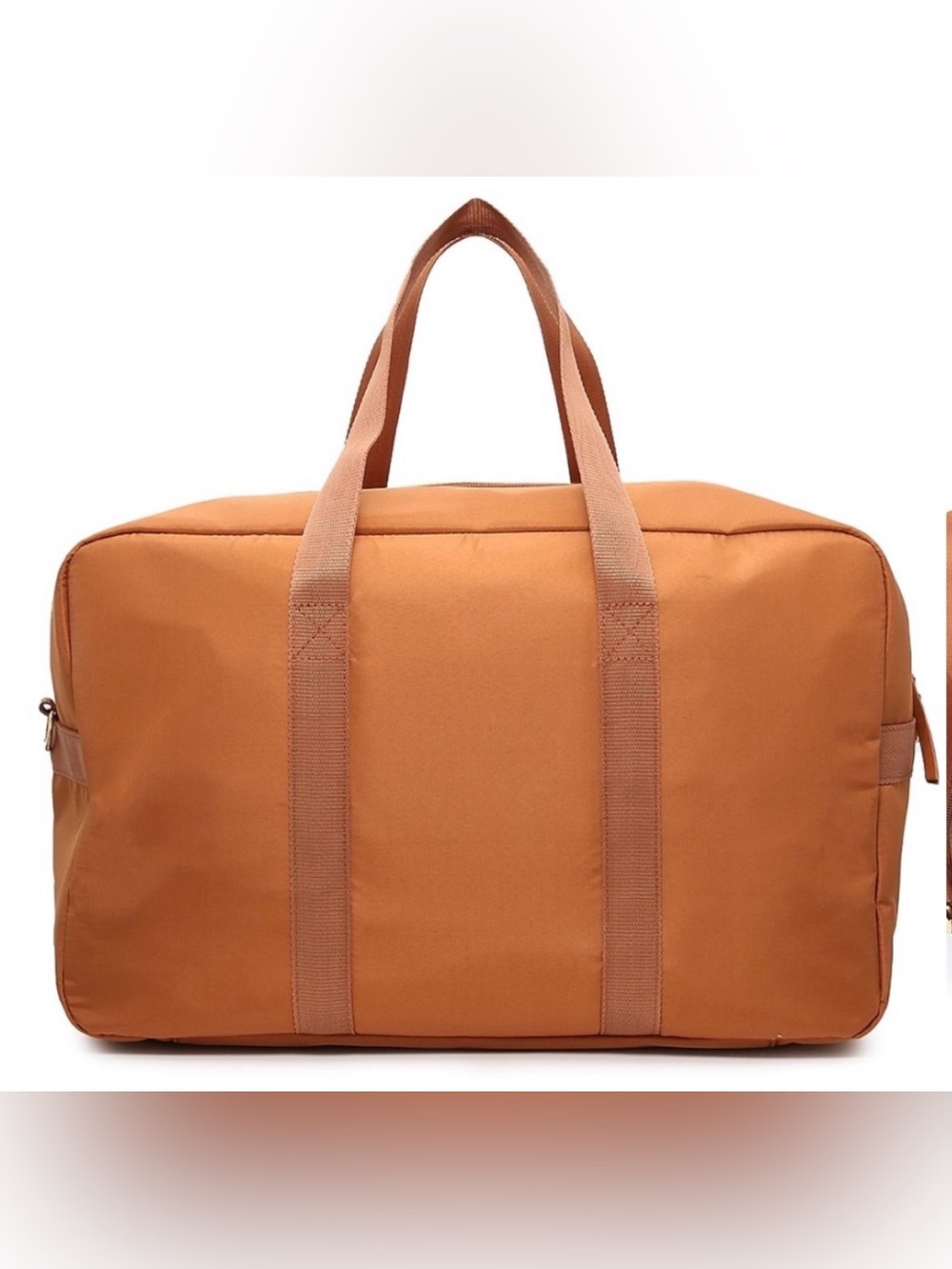 DSW Cognac Travel Duffle with Cream Sherpa Pouch - Picture 5 of 9